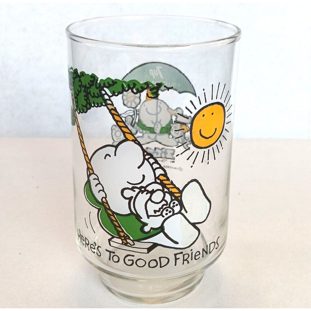 Ziggy Glass Tumbler 1977 Here's To Good Friends 7-Up Collectible 5” Tall